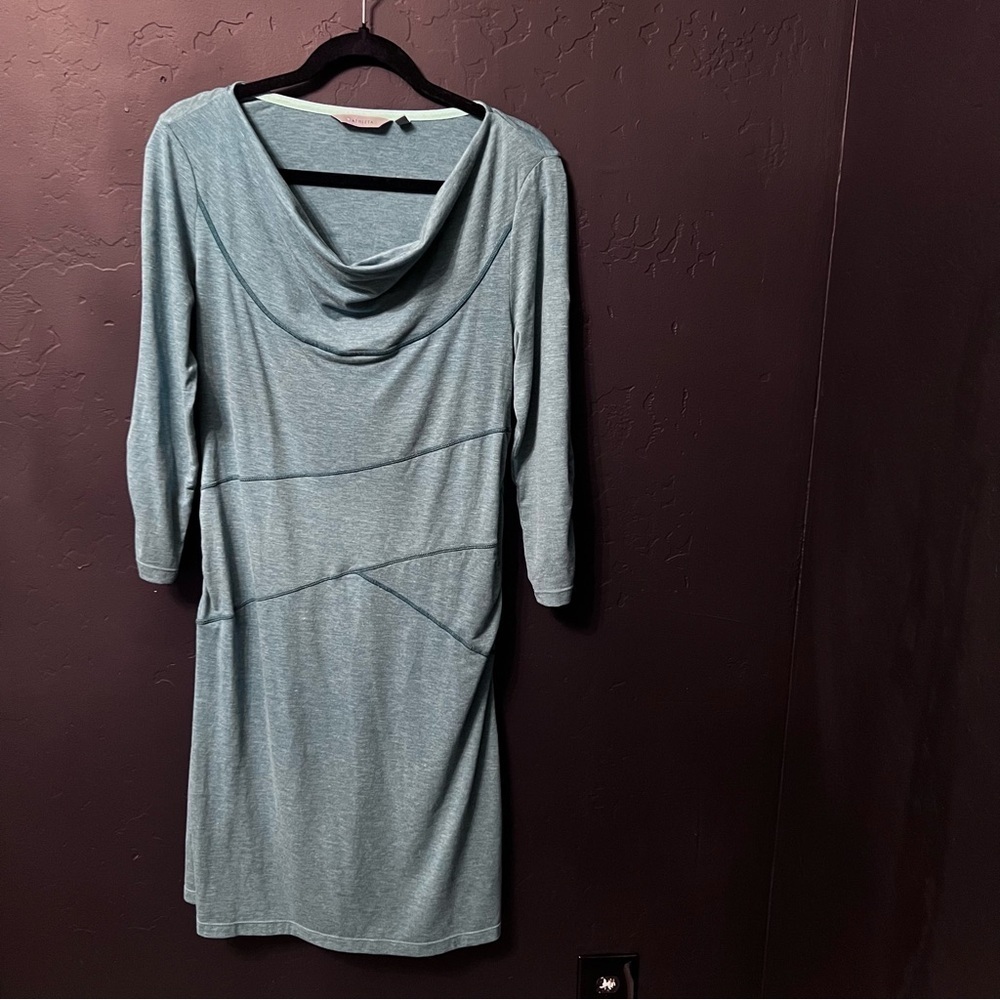 Athleta Women's Solstice Cowl Dress
Neck Ruched 3/4" Sleeve Teal Sz
-Medium